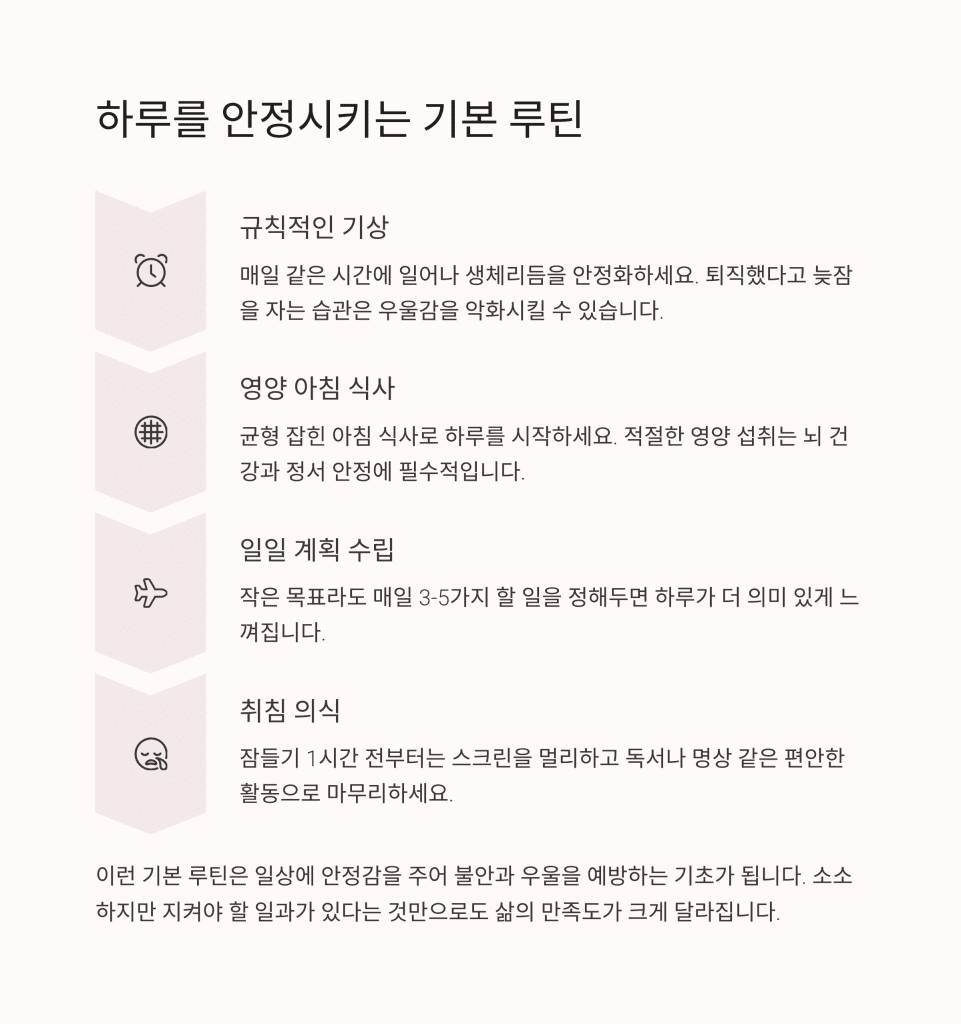 퇴직 후 우울증 예방하는 생활 루틴 만들기 4 3 16