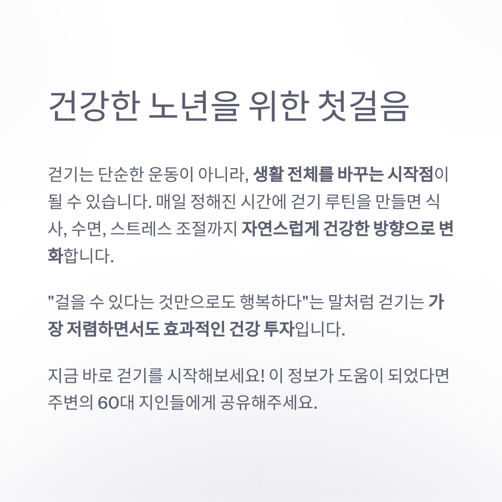 걷기만 해도 건강해진다? 60대를 위한 걷기 효과 총정리 9 9 2