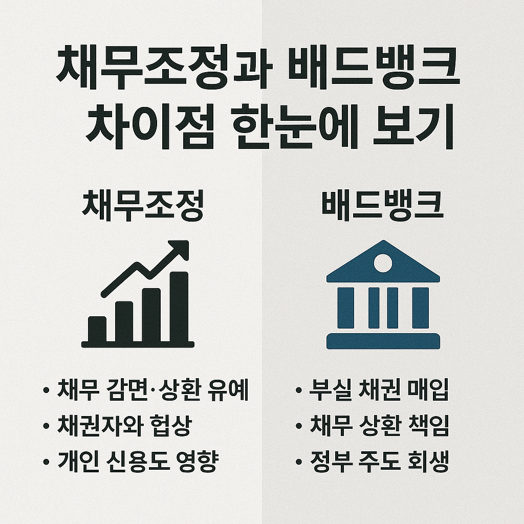 채무조정과 배드뱅크 차이점 한눈에 보기 2 채무조정과 배드뱅크 차이점